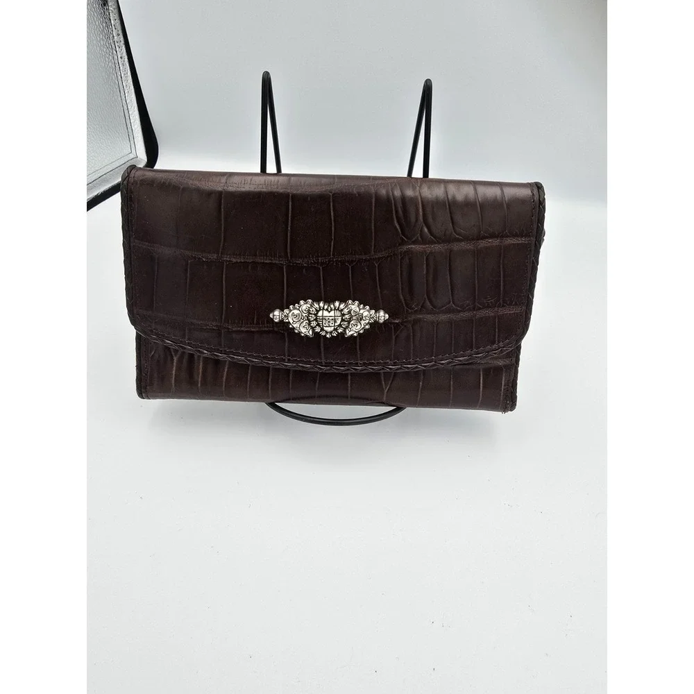 Brighton‎ Brown Crocodile Leather Crossbody Wallet